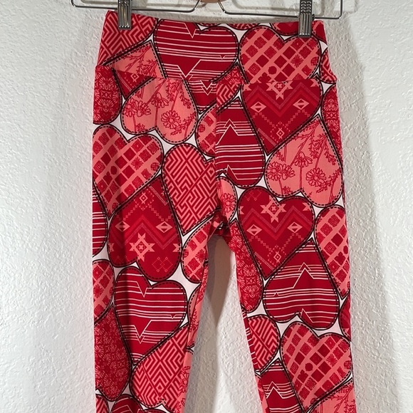 LULAROE Heart Pattern Leggings Red Soft Stretch ONE SIZE - Picture 2 of 8